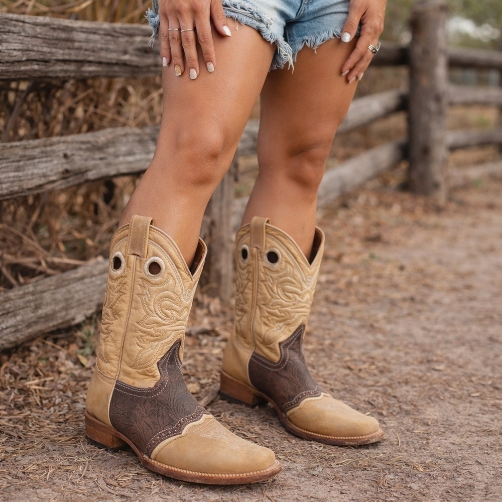 Stephy Spectator Neutral Tones  Cowboy Boots 8.5